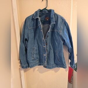 Vintage Bugle Boy Denim Jean Jacket Size L Copper Buttons